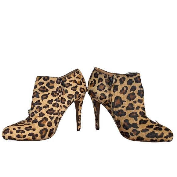 Aldo The Gaunt Tan Leopard Calf Hair Heeled Ankle Booties Women Sz 40 - Picture 2 of 12